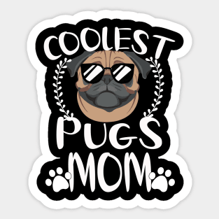 Glasses Coolest Pugs Dog Mom Sticker